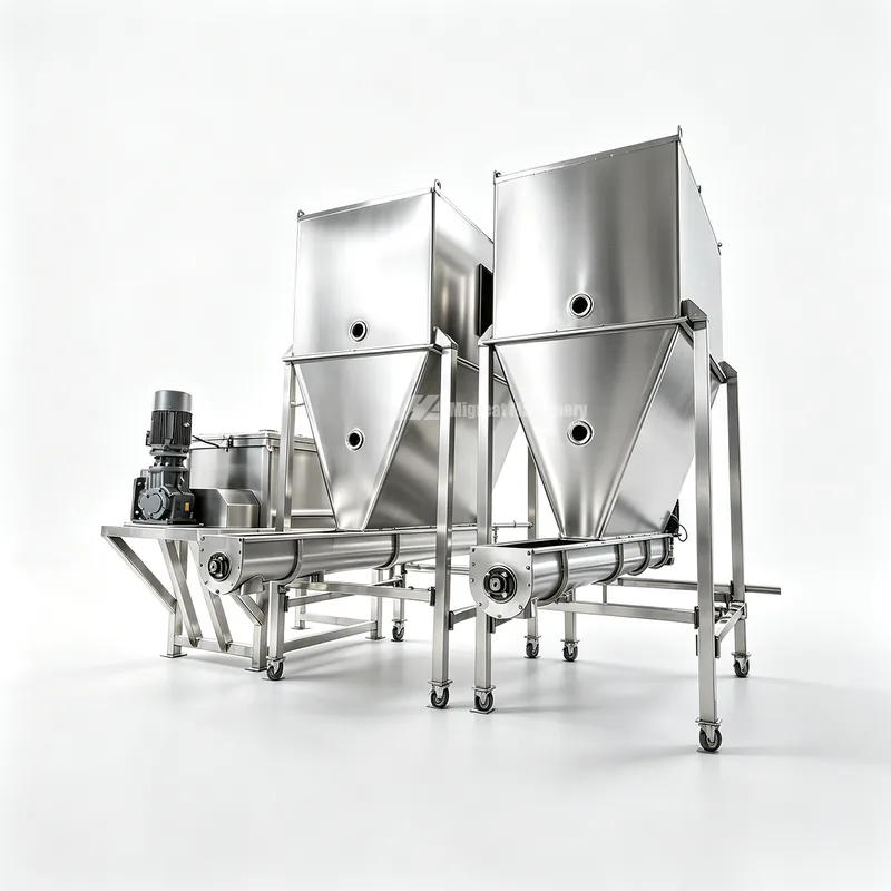 Twin storage hoppers with screw conveyors