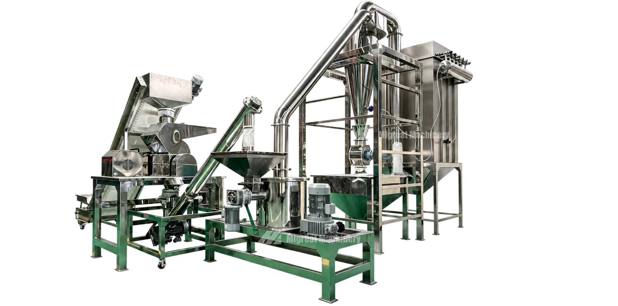 Migreat powder grinding line with crusher, screw conveyor, classifier mill and dust collector