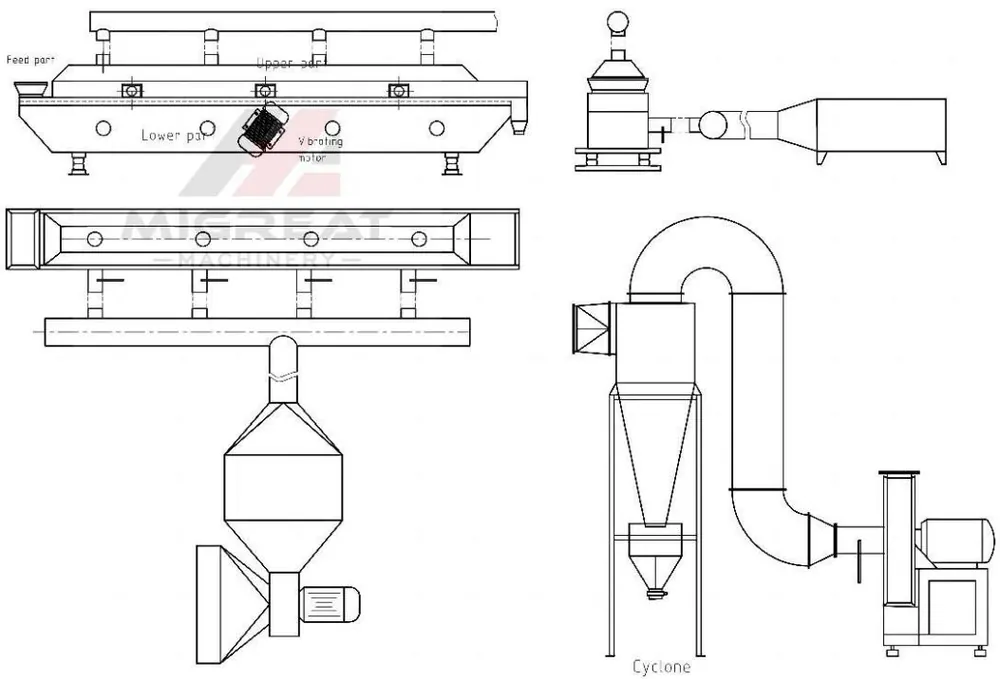 ZG vibrating fluid bed dryer drawing